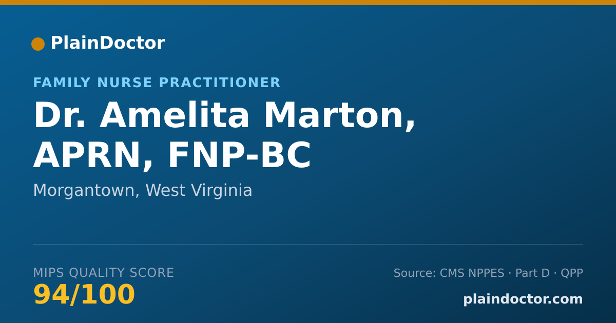 Shareable card for Amelita Marton, APRN, FNP-BC - Family Nurse Practitioner, Morgantown, WV