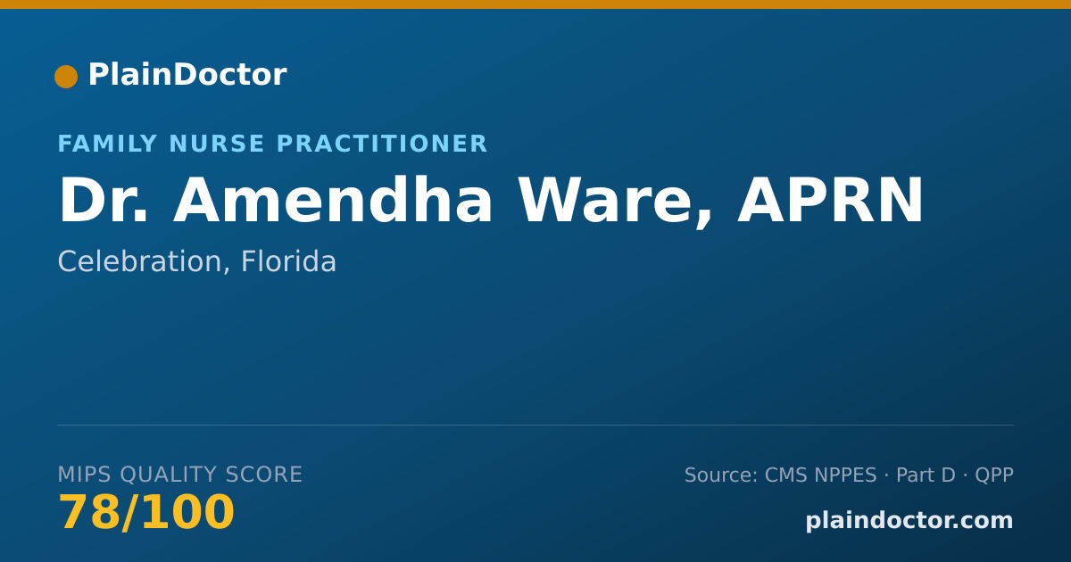 Shareable card for Amendha Ware, APRN - Family Nurse Practitioner, Celebration, FL