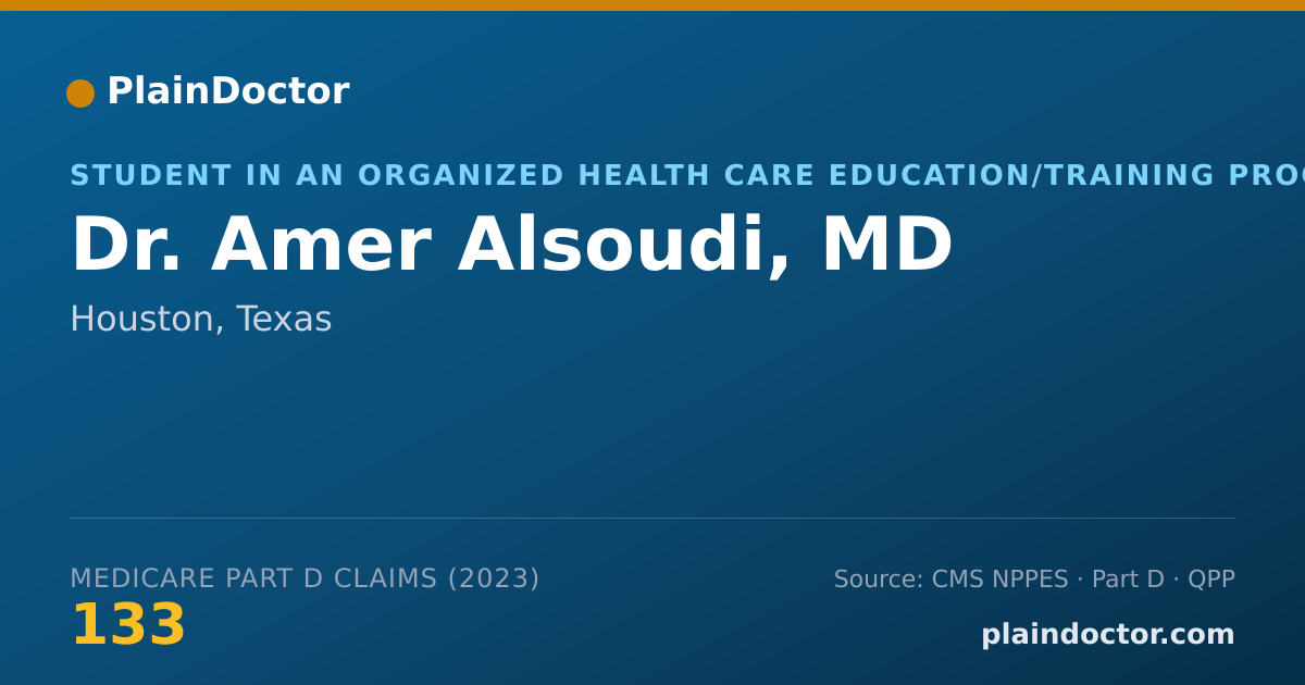 Shareable card for Amer Alsoudi, MD - Student in an Organized Health Care Education/Training Program, Houston, TX
