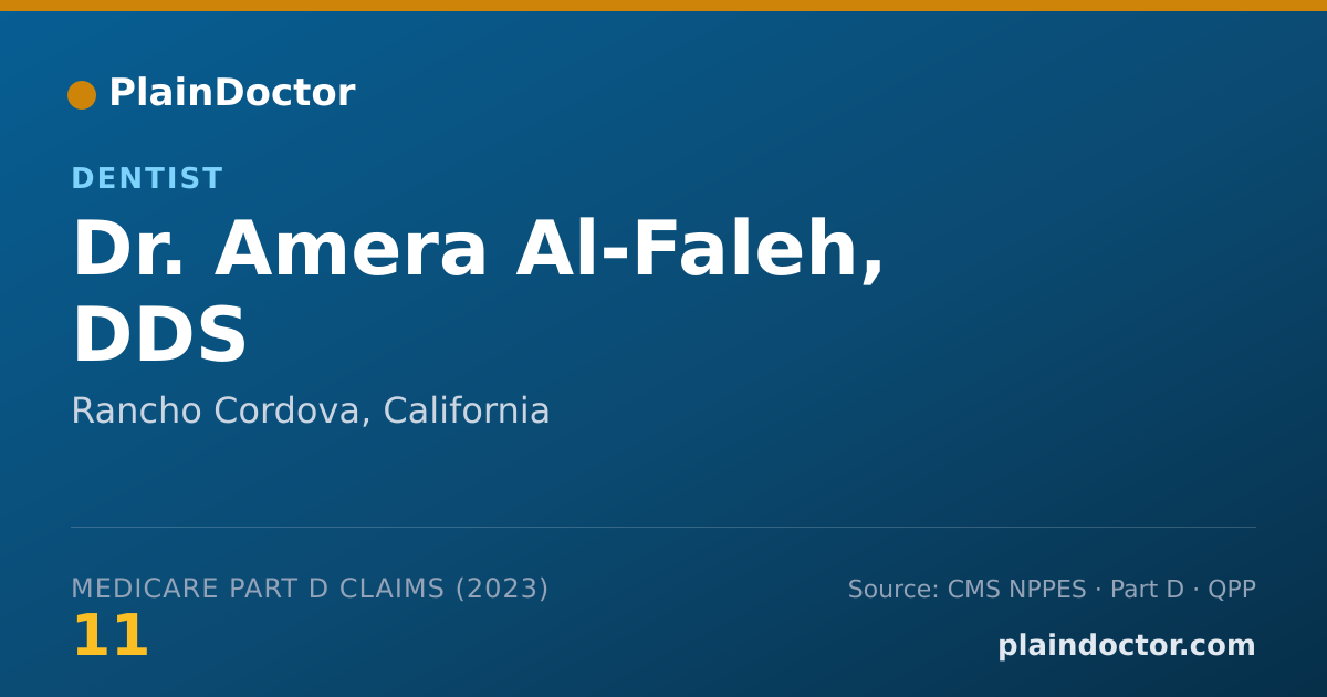 Shareable card for Amera Al-Faleh, DDS - Dentist, Rancho Cordova, CA