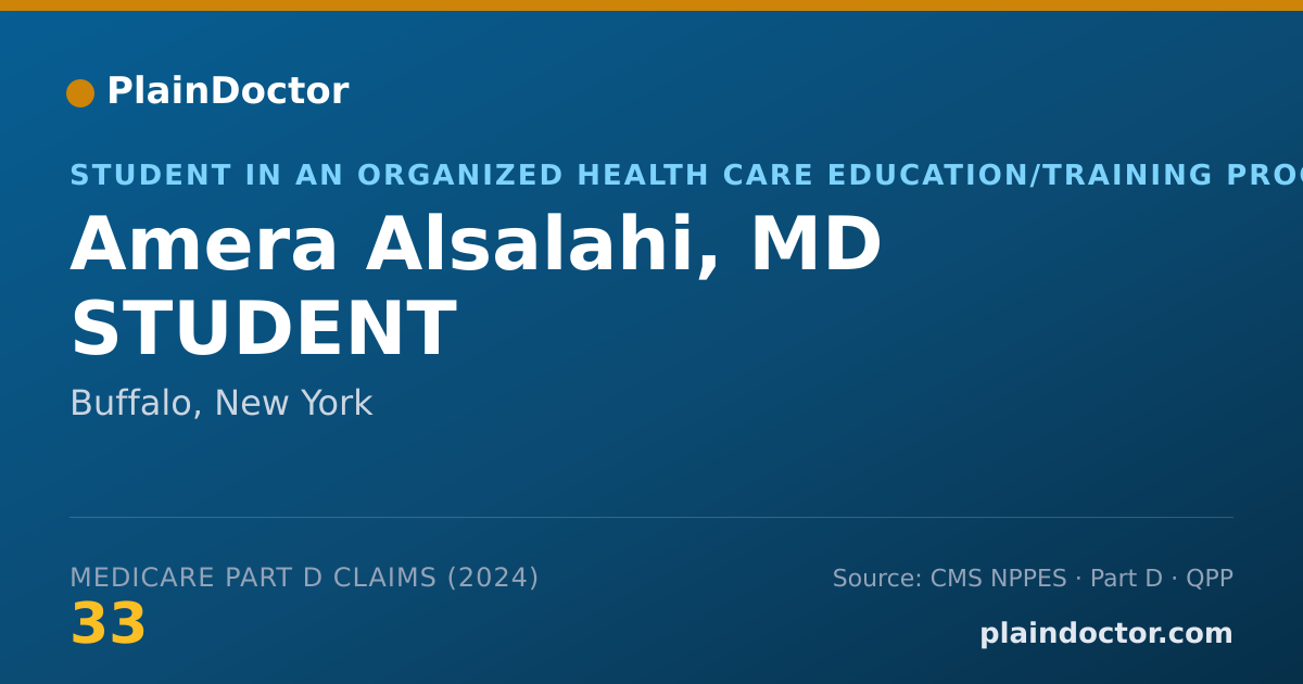 Shareable card for Amera Alsalahi, MD STUDENT - Student in an Organized Health Care Education/Training Program, Buffalo, NY