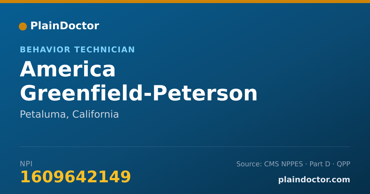 Shareable card for America Greenfield-Peterson - Behavior Technician, Petaluma, CA