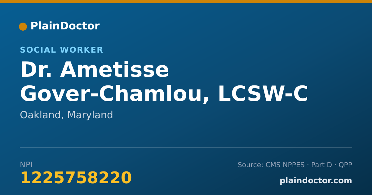 Shareable card for Ametisse Gover-Chamlou, LCSW-C - Social Worker, Oakland, MD