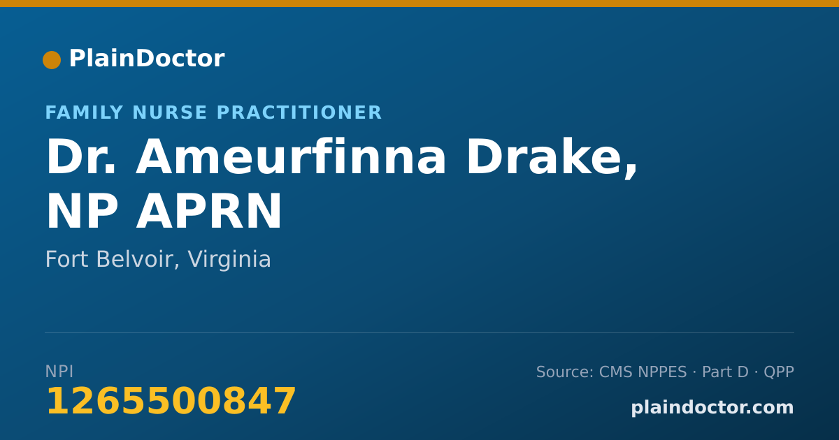 Shareable card for Ameurfinna Drake, NP APRN - Family Nurse Practitioner, Fort Belvoir, VA