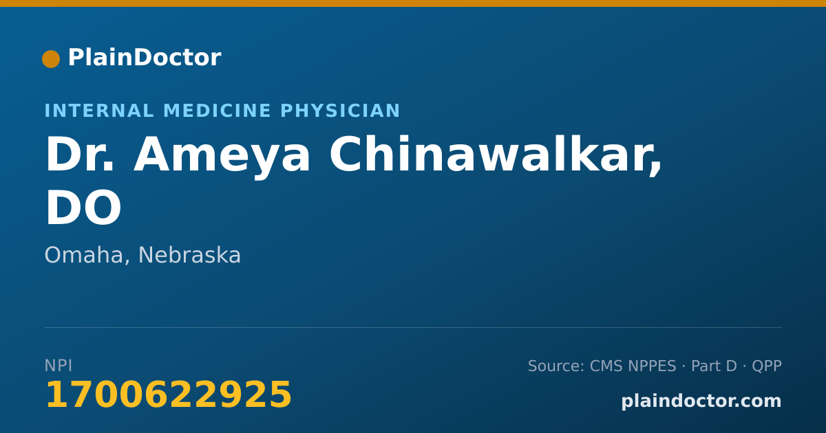 Shareable card for Ameya Chinawalkar, DO - Internal Medicine Physician, Omaha, NE