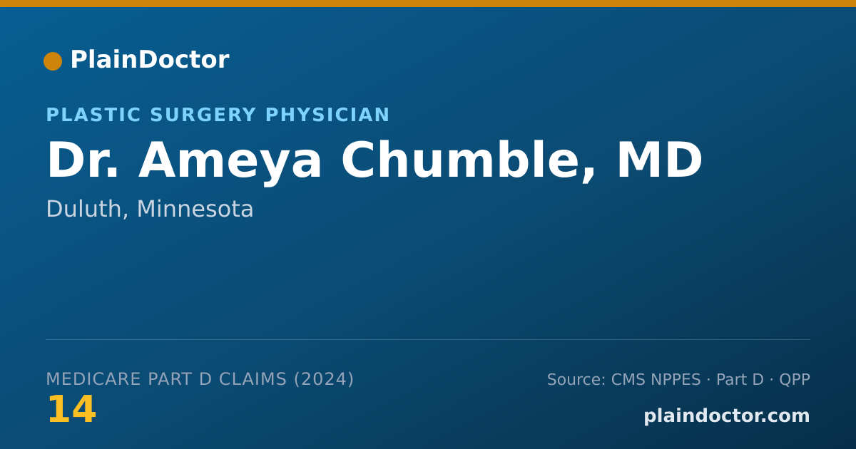 Shareable card for Ameya Chumble, MD - Plastic Surgery Physician, Duluth, MN