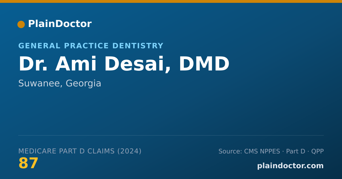 Shareable card for Ami Desai, DMD - General Practice Dentistry, Suwanee, GA