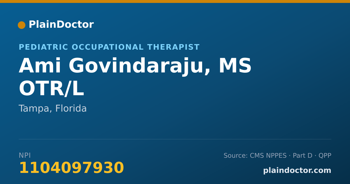 Shareable card for Ami Govindaraju, MS OTR/L - Pediatric Occupational Therapist, Tampa, FL