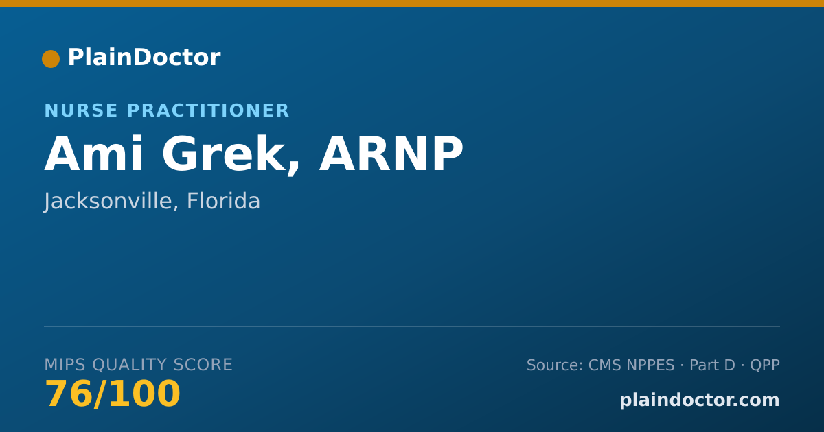 Shareable card for Ami Grek, ARNP - Nurse Practitioner, Jacksonville, FL