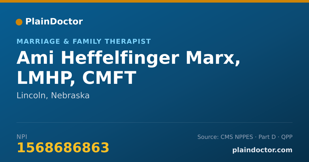 Shareable card for Ami Heffelfinger Marx, LMHP, CMFT - Marriage & Family Therapist, Lincoln, NE