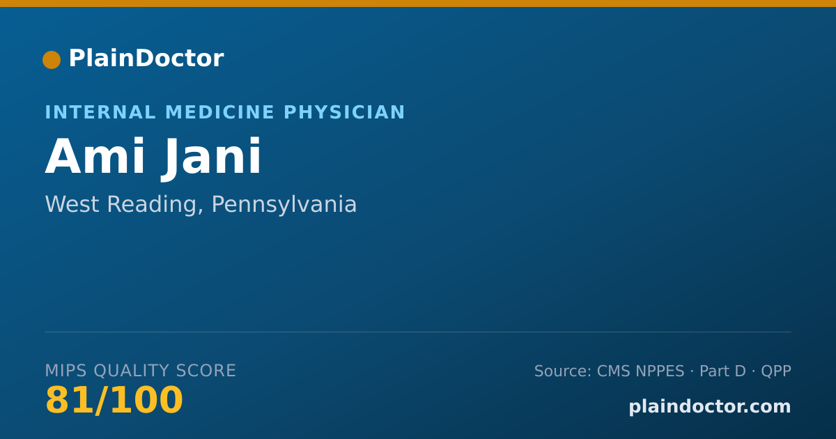 Shareable card for Ami Jani - Internal Medicine Physician, West Reading, PA