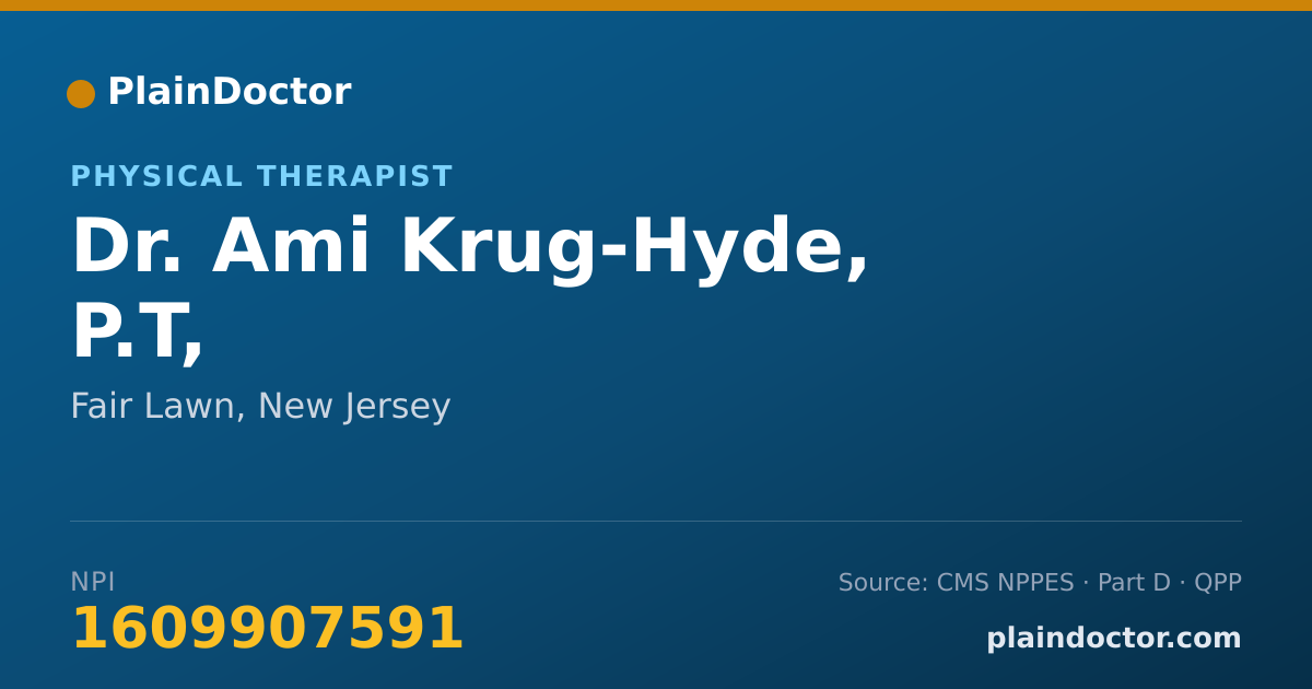 Shareable card for Ami Krug-Hyde, P.T, - Physical Therapist, Fair Lawn, NJ