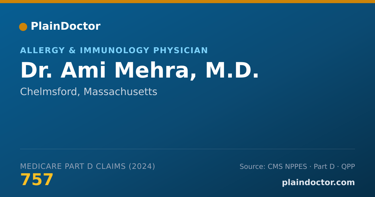 Shareable card for Ami Mehra, M.D. - Allergy & Immunology Physician, Chelmsford, MA