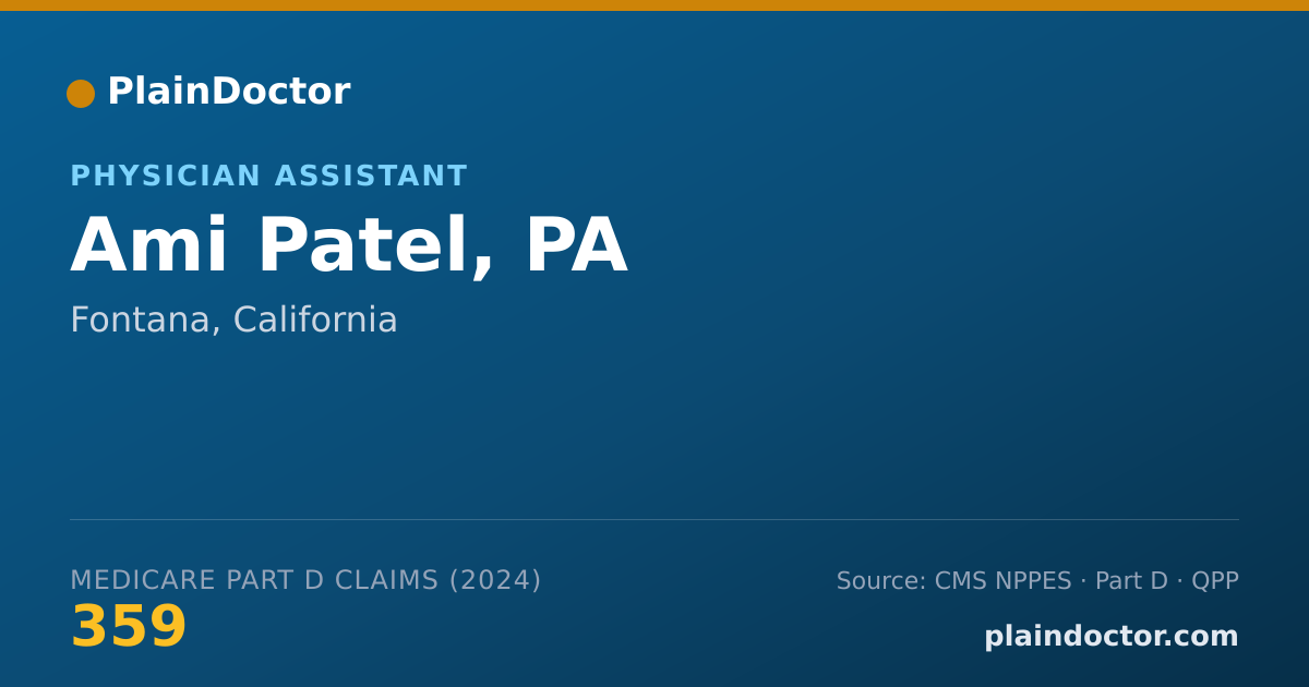 Shareable card for Ami Patel, PA - Physician Assistant, Fontana, CA