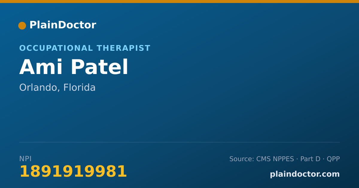 Shareable card for Ami Patel - Occupational Therapist, Orlando, FL