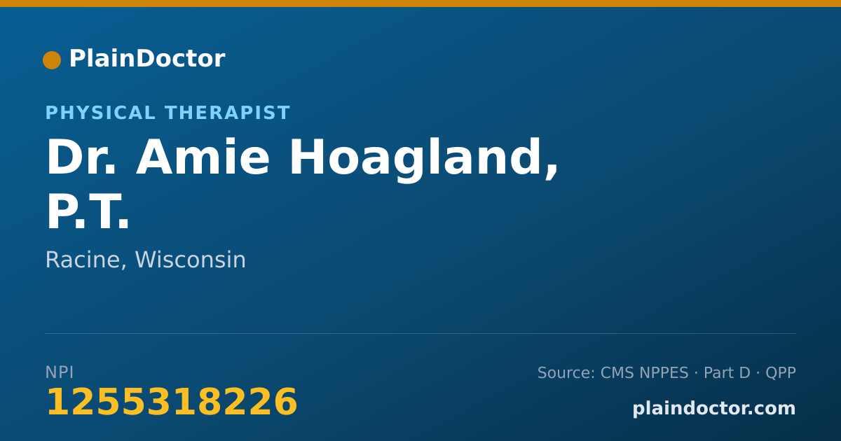 Shareable card for Amie Hoagland, P.T. - Physical Therapist, Racine, WI