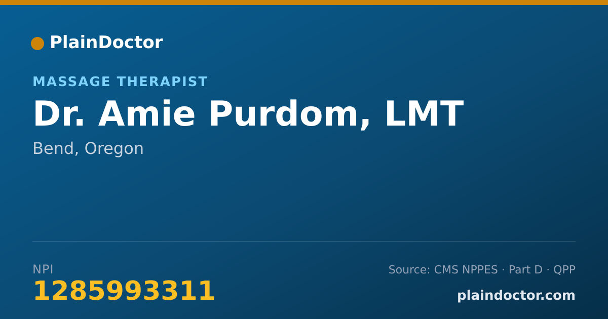 Shareable card for Amie Purdom, LMT - Massage Therapist, Bend, OR