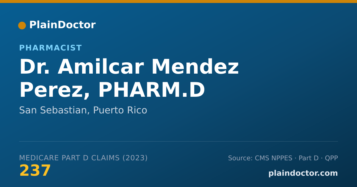 Shareable card for Amilcar Mendez Perez, PHARM.D - Pharmacist, San Sebastian, PR