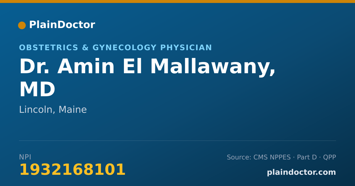Shareable card for Amin El Mallawany, MD - Obstetrics & Gynecology Physician, Lincoln, ME
