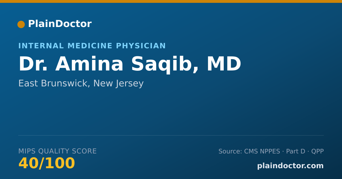 Shareable card for Amina Saqib, MD - Internal Medicine Physician, East Brunswick, NJ