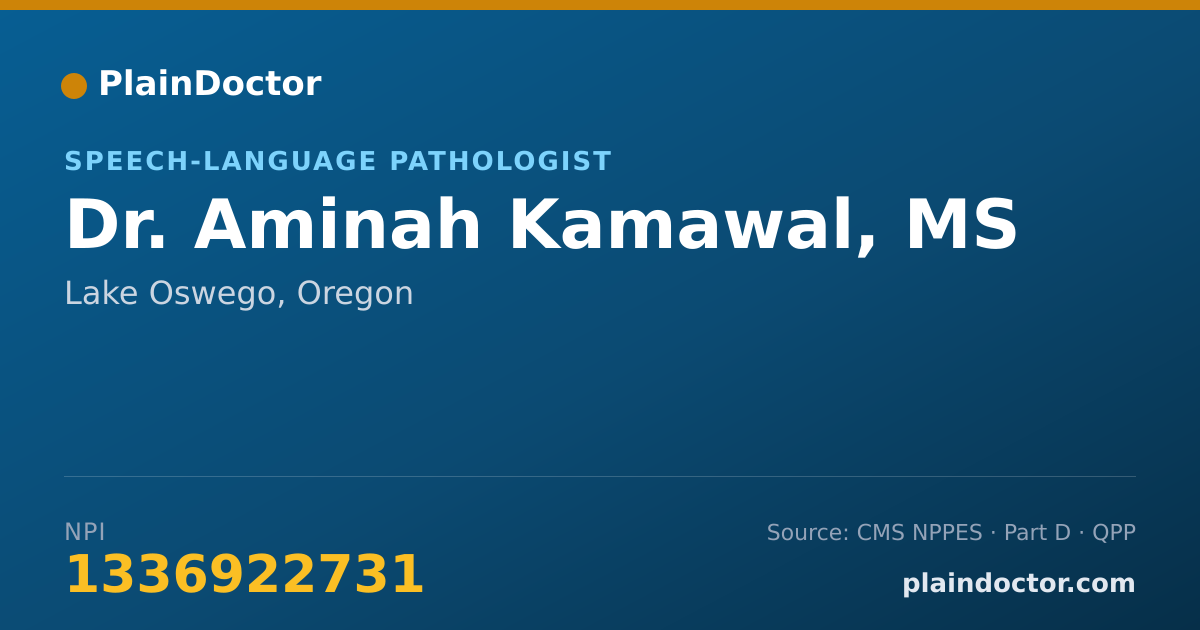 Shareable card for Aminah Kamawal, MS - Speech-Language Pathologist, Lake Oswego, OR