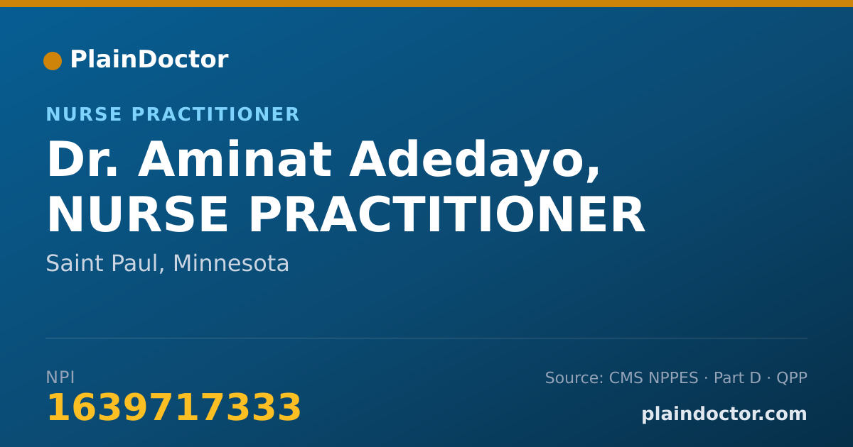 Shareable card for Aminat Adedayo, NURSE PRACTITIONER - Nurse Practitioner, Saint Paul, MN