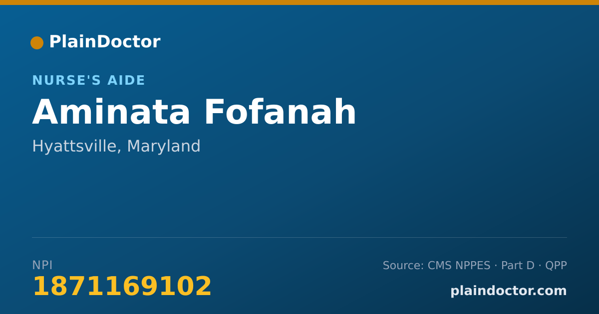 Shareable card for Aminata Fofanah - Nurse's Aide, Hyattsville, MD