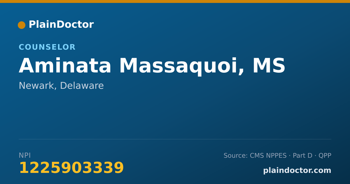 Shareable card for Aminata Massaquoi, MS - Counselor, Newark, DE
