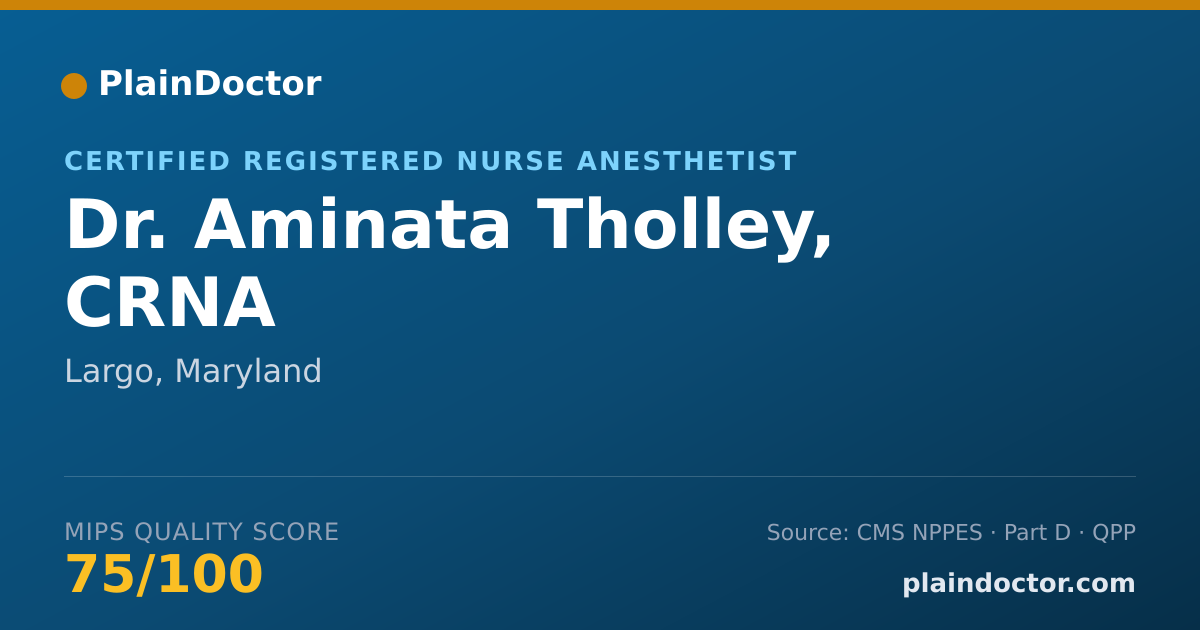 Shareable card for Aminata Tholley, CRNA - Certified Registered Nurse Anesthetist, Largo, MD
