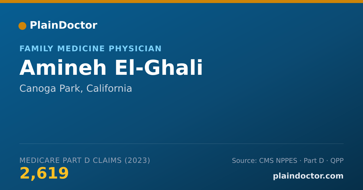 Shareable card for Amineh El-Ghali - Family Medicine Physician, Canoga Park, CA