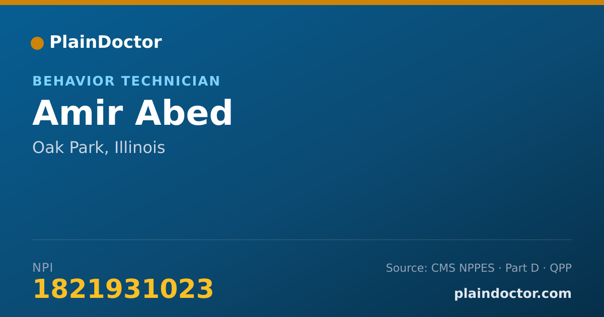 Shareable card for Amir Abed - Behavior Technician, Oak Park, IL