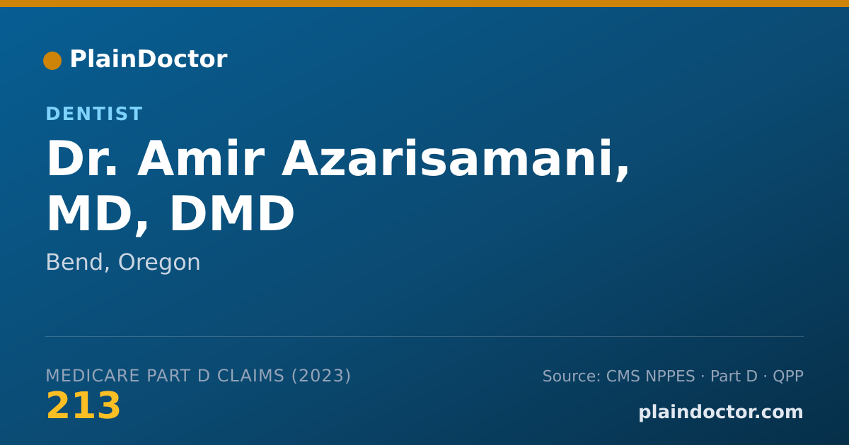 Shareable card for Amir Azarisamani, MD, DMD - Dentist, Bend, OR