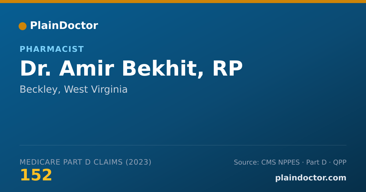 Shareable card for Amir Bekhit, RP - Pharmacist, Beckley, WV