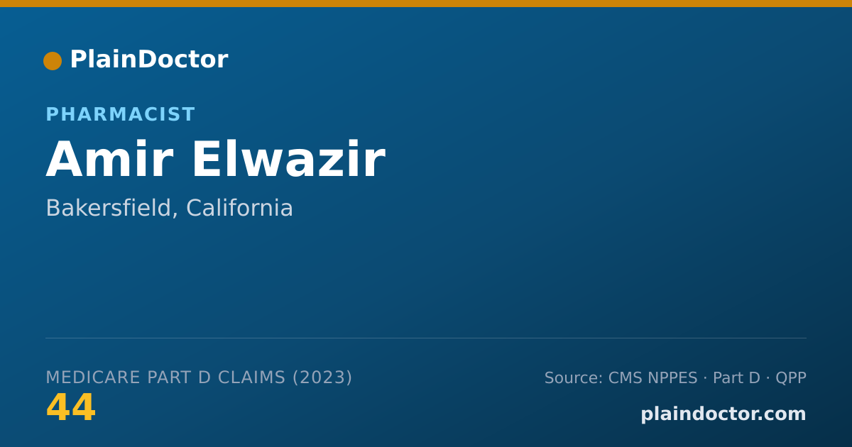 Shareable card for Amir Elwazir - Pharmacist, Bakersfield, CA