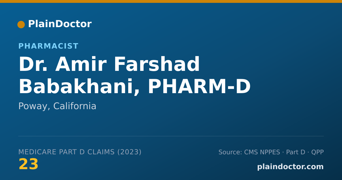 Shareable card for Amir Farshad Babakhani, PHARM-D - Pharmacist, Poway, CA