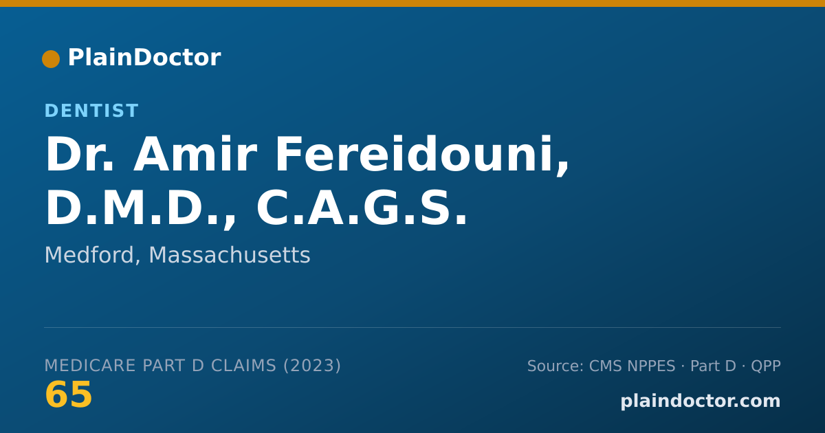 Shareable card for Amir Fereidouni, D.M.D., C.A.G.S. - Dentist, Medford, MA