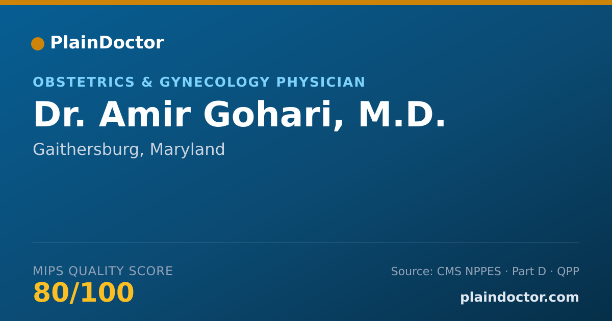Shareable card for Amir Gohari, M.D. - Obstetrics & Gynecology Physician, Gaithersburg, MD