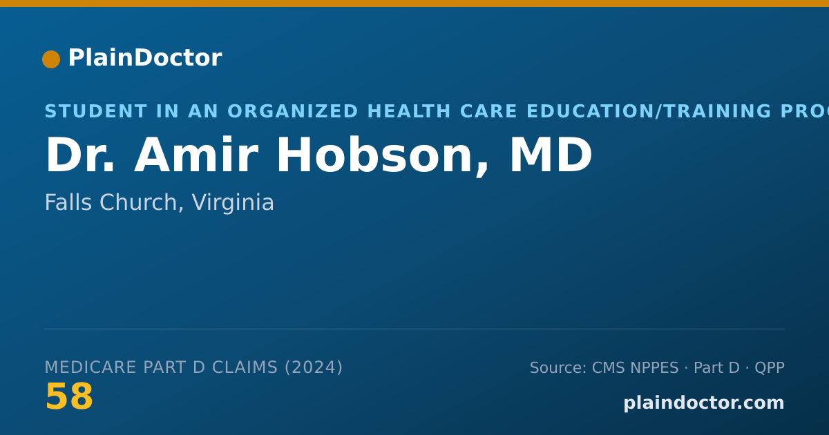 Shareable card for Amir Hobson, MD - Student in an Organized Health Care Education/Training Program, Falls Church, VA