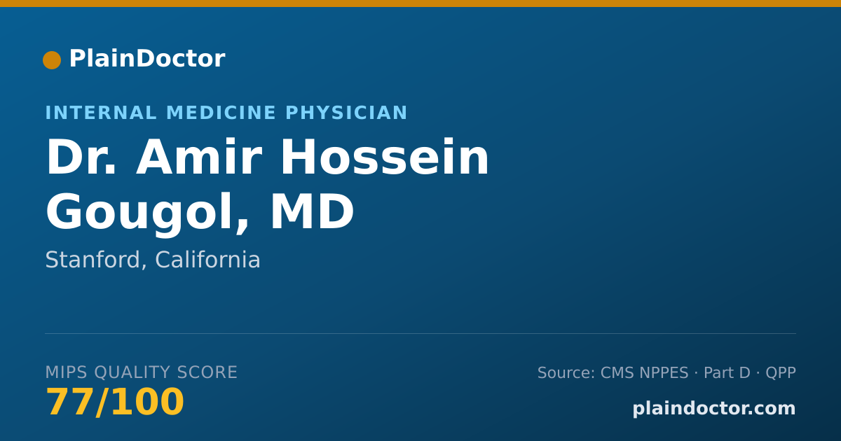 Shareable card for Amir Hossein Gougol, MD - Internal Medicine Physician, Stanford, CA