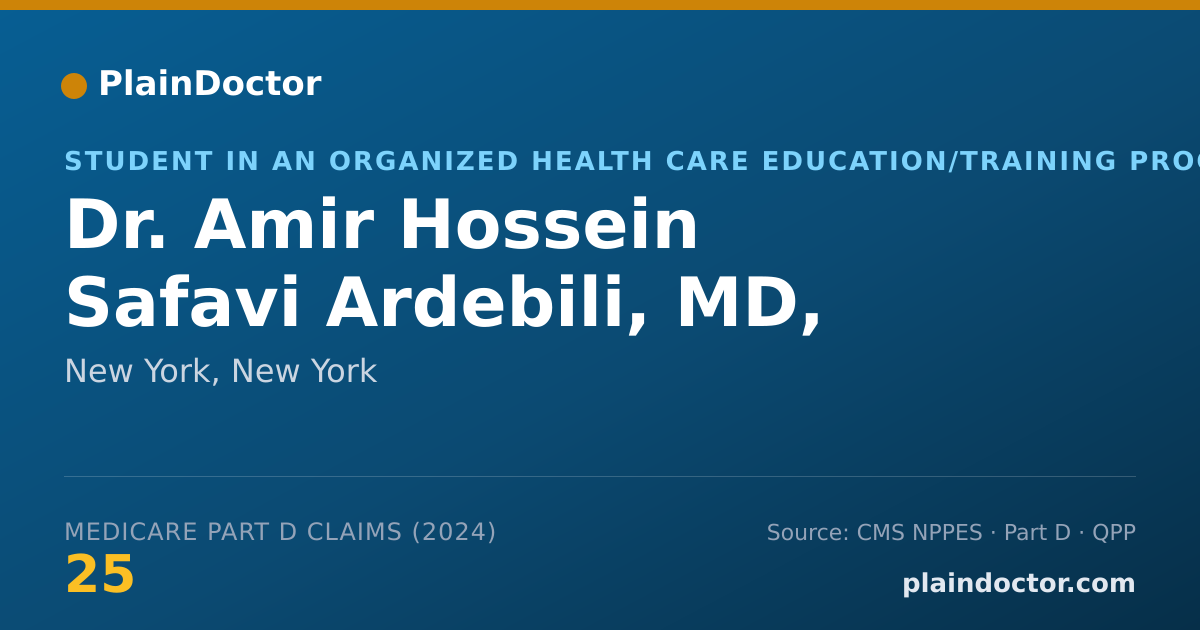 Shareable card for Amir Hossein Safavi Ardebili, MD, MSC - Student in an Organized Health Care Education/Training Program, New York, NY