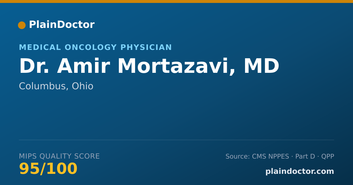 Shareable card for Amir Mortazavi, MD - Medical Oncology Physician, Columbus, OH