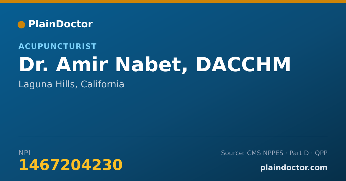 Shareable card for Amir Nabet, DACCHM - Acupuncturist, Laguna Hills, CA