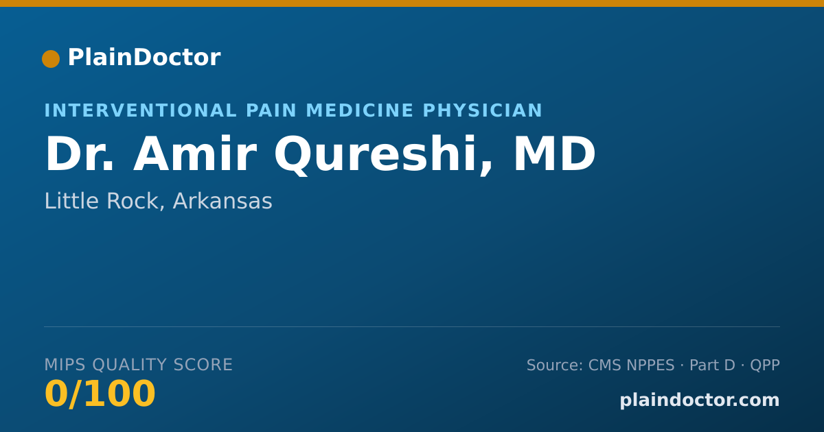 Shareable card for Amir Qureshi, MD - Pain Medicine (Physical Medicine & Rehabilitation) Physician, Little Rock, AR
