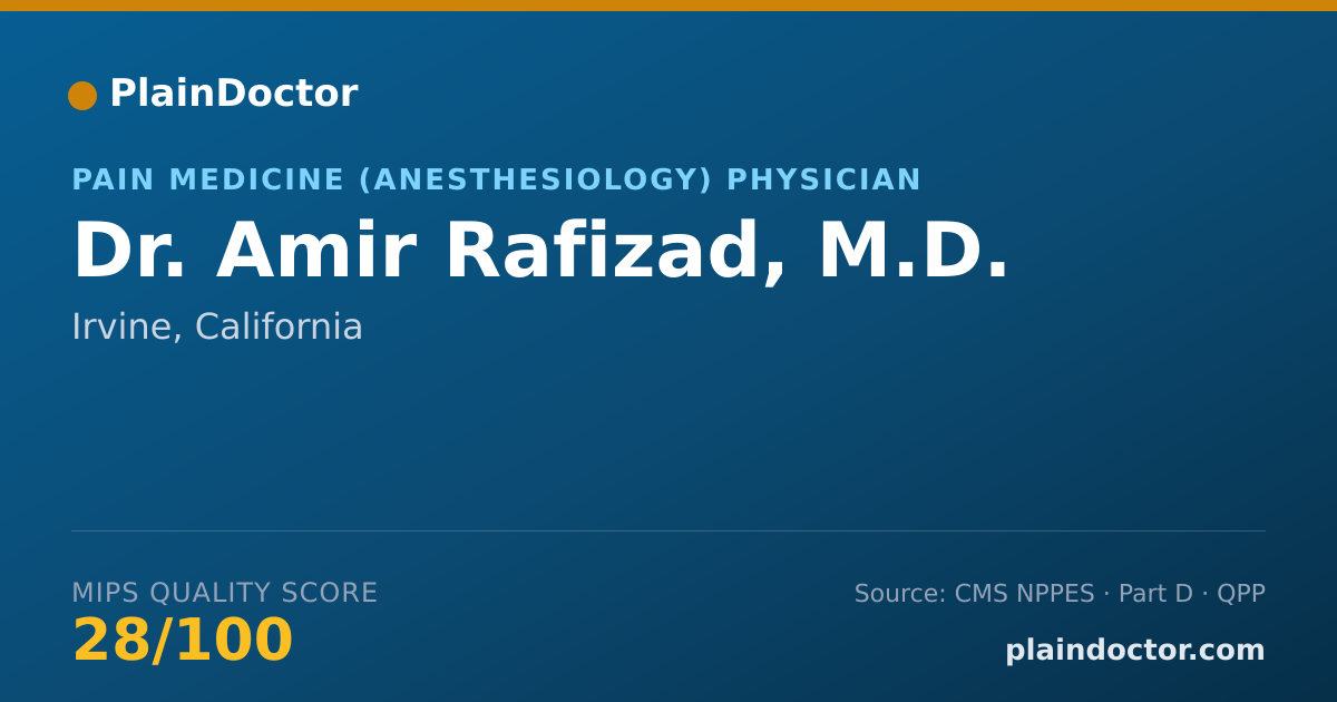 Shareable card for Amir Rafizad, M.D. - Pain Medicine (Anesthesiology) Physician, Irvine, CA