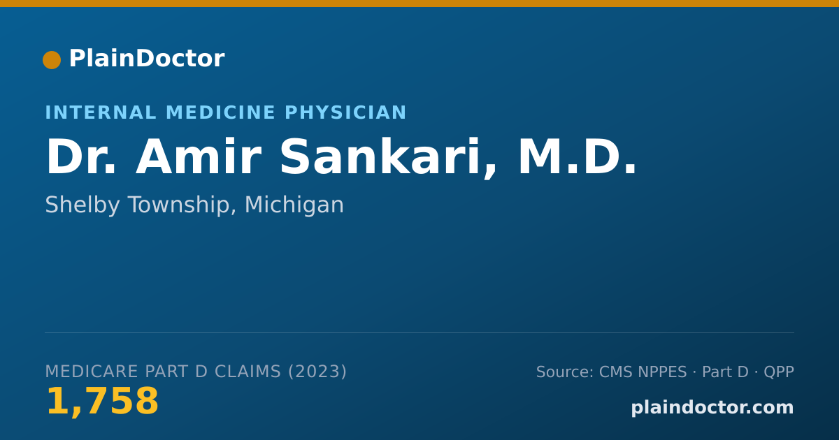 Shareable card for Amir Sankari, M.D. - Internal Medicine Physician, Shelby Township, MI