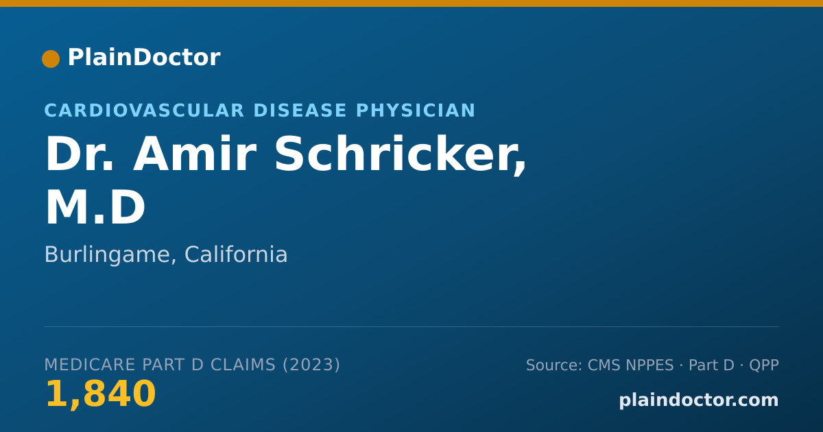 Shareable card for Amir Schricker, M.D - Cardiovascular Disease Physician, Burlingame, CA