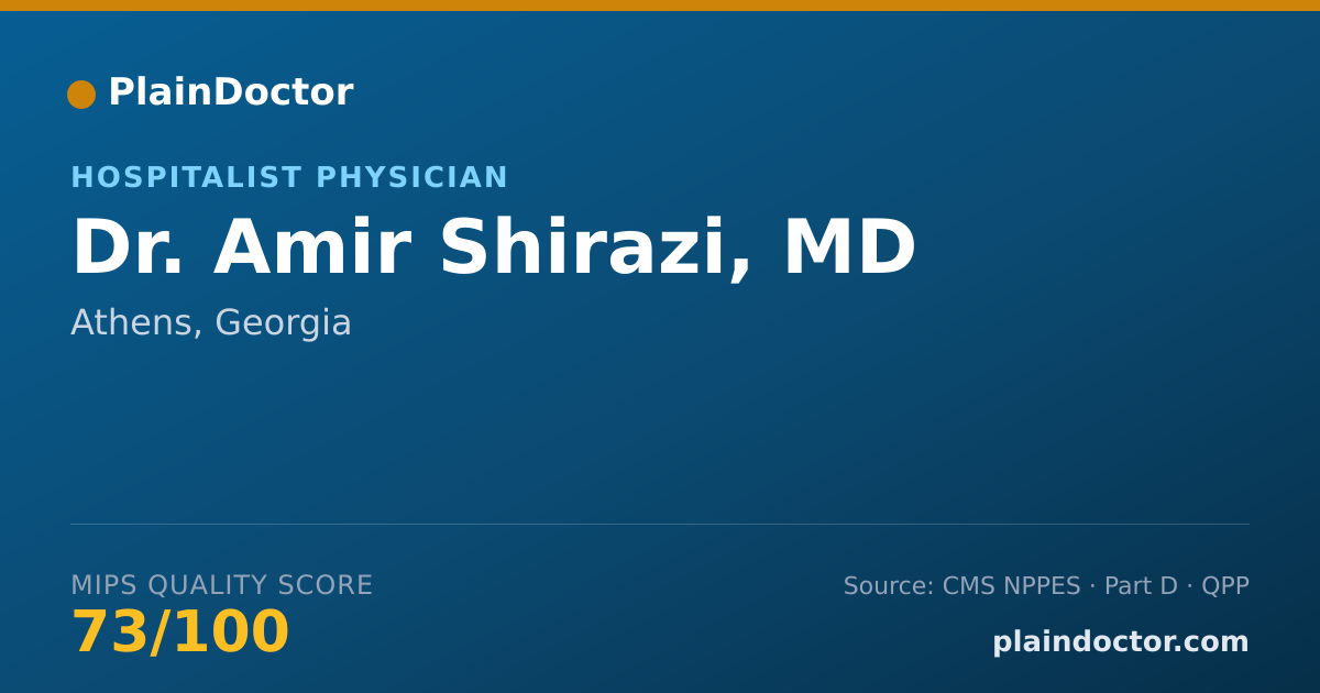 Shareable card for Amir Shirazi, MD - Hospitalist Physician, Athens, GA