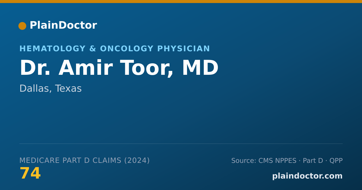 Shareable card for Amir Toor, MD - Hematology & Oncology Physician, Dallas, TX