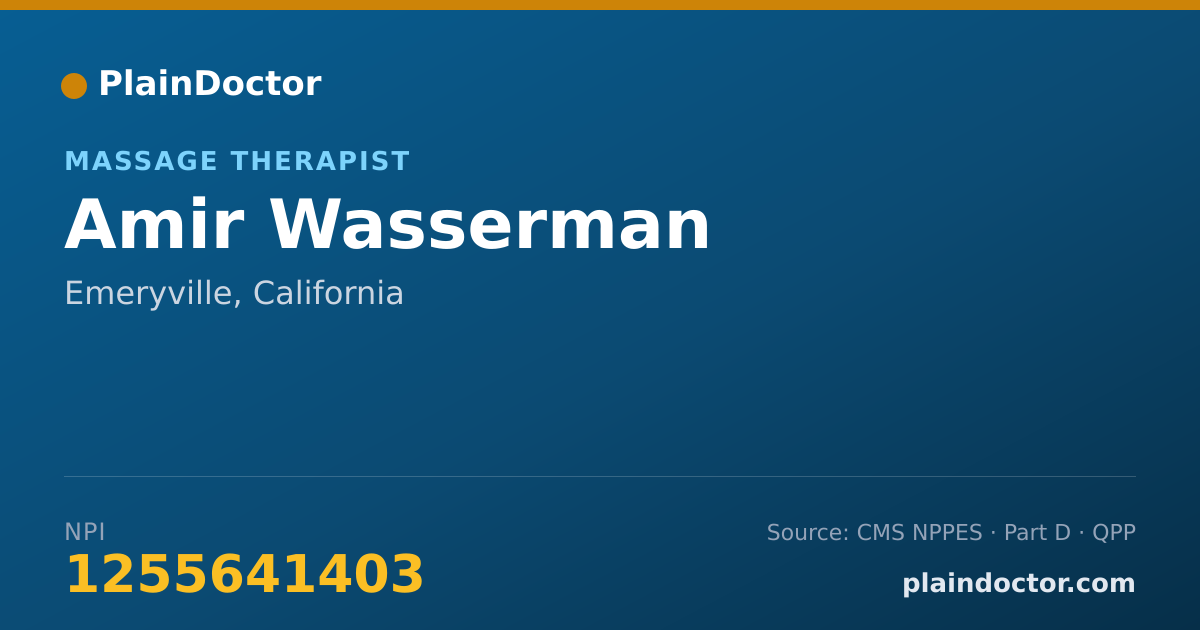 Shareable card for Amir Wasserman - Massage Therapist, Emeryville, CA