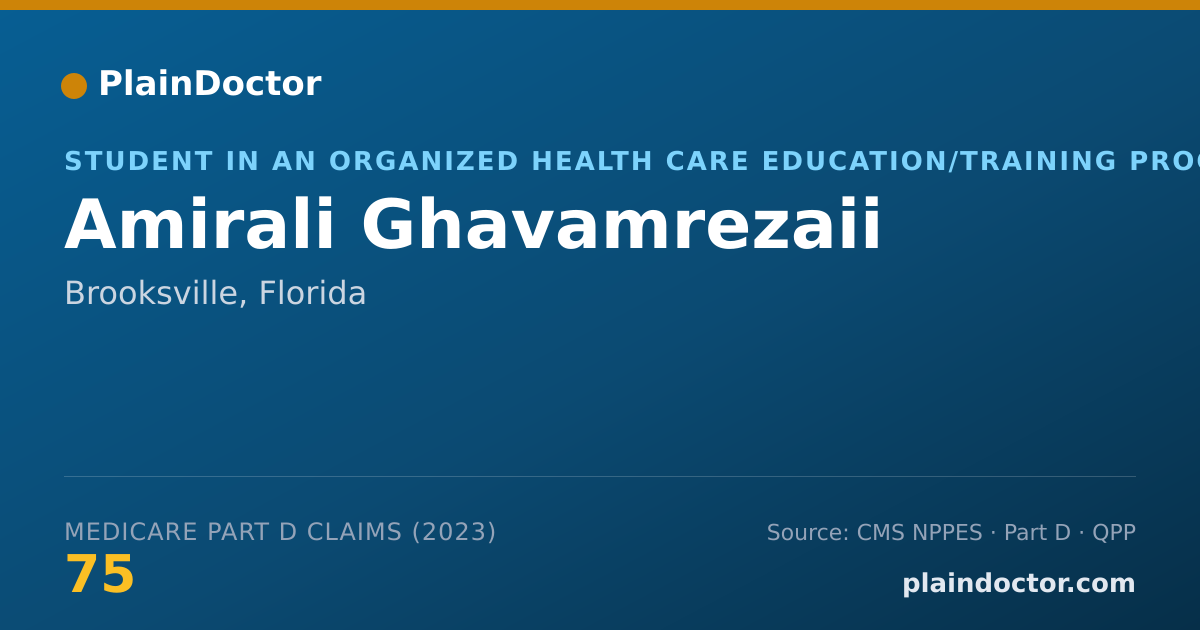 Shareable card for Amirali Ghavamrezaii - Student in an Organized Health Care Education/Training Program, Brooksville, FL